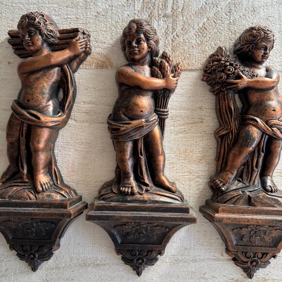 Vintage Dart Industries Cherub Set of Four Plastic with Faux Copper Finish - Picture 3 of 9